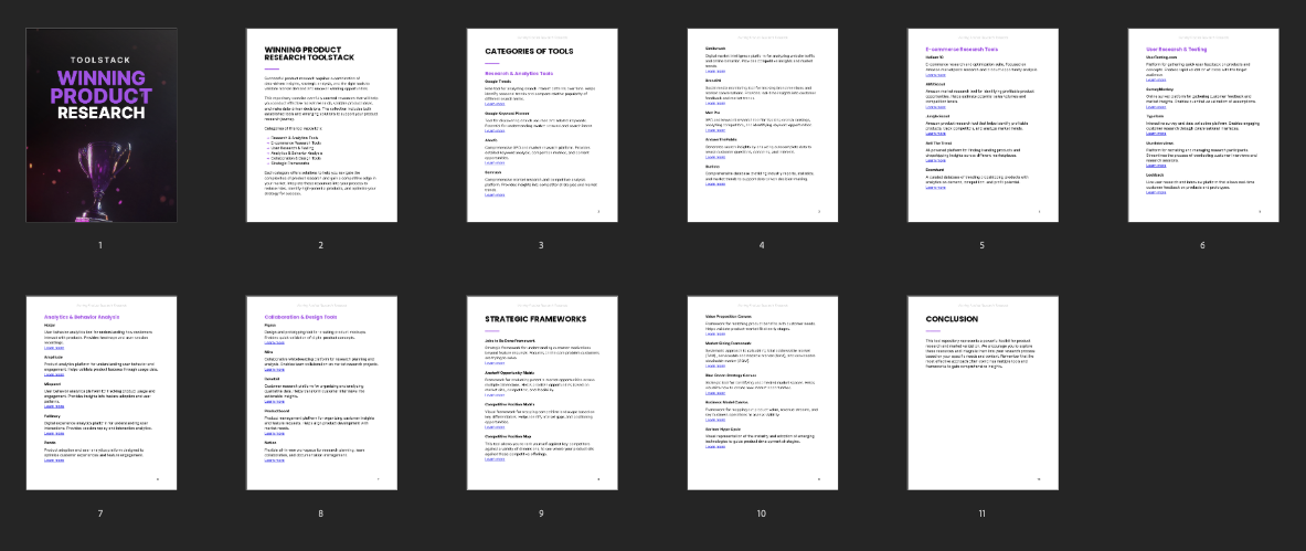 Winning Product Research - Toolstack