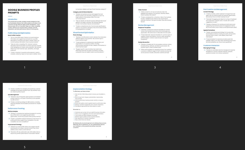 Google Business Profiles - Prompts