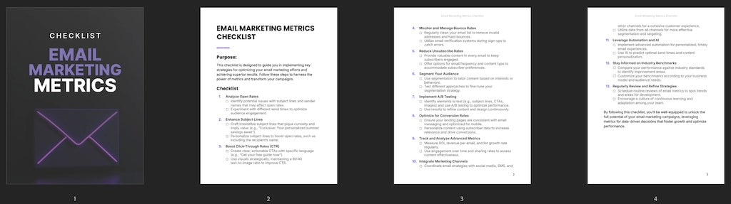 Email Marketing Metrics - Checklist