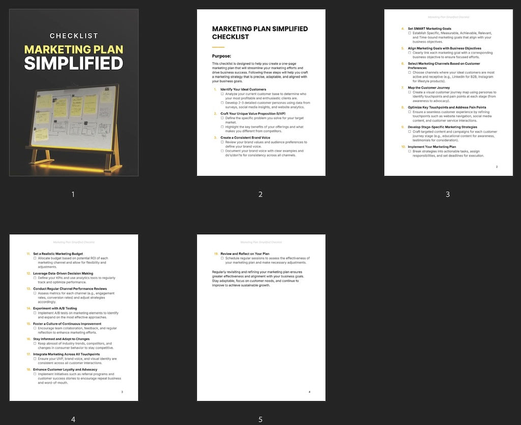 Marketing Plan Simplified - Checklist