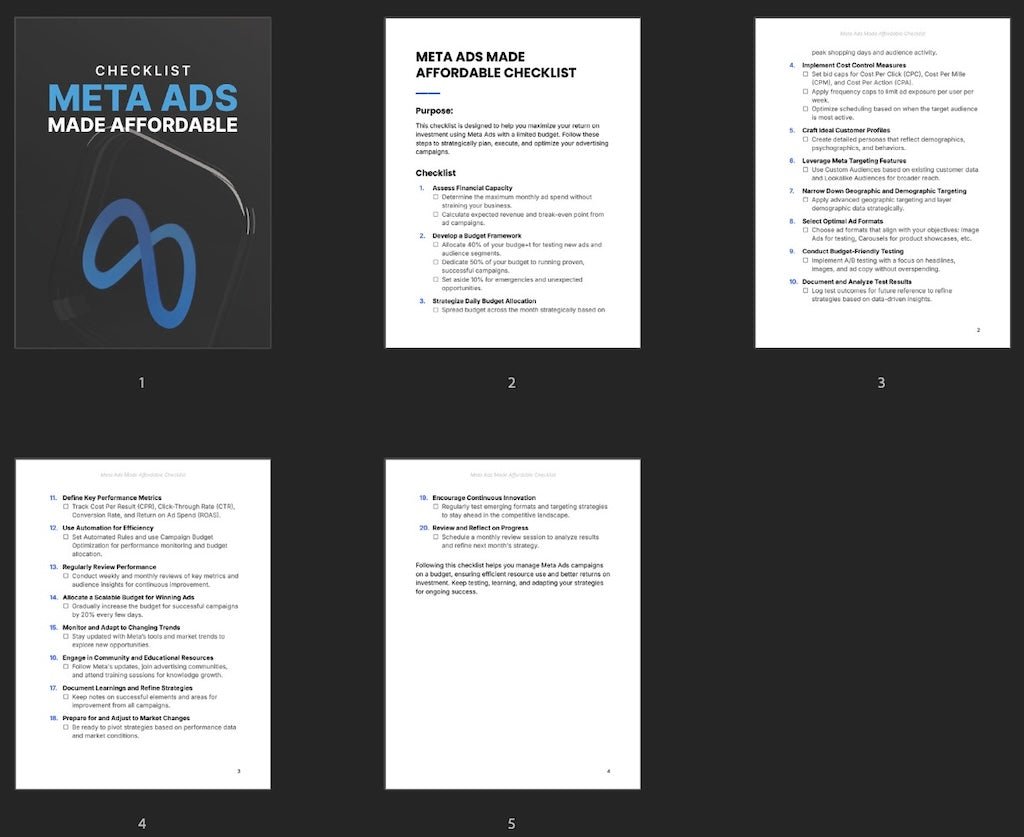 Meta Ads Made Affordable - Checklist