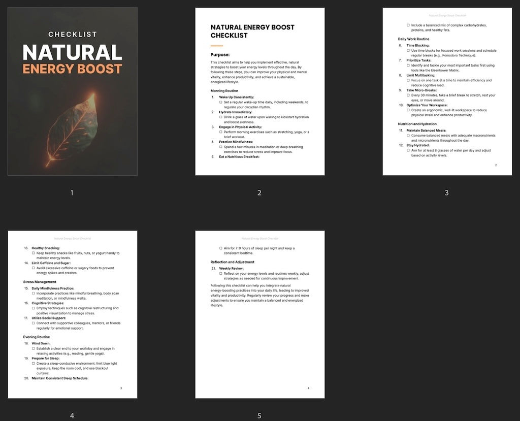 Natural Energy Boost - Checklist