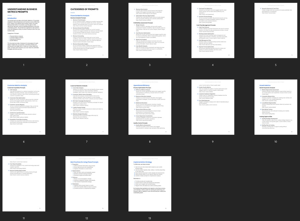 Understanding Business Metrics - Prompts