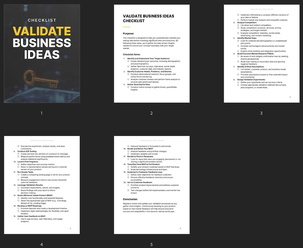 Validate Business Ideas - Checklist