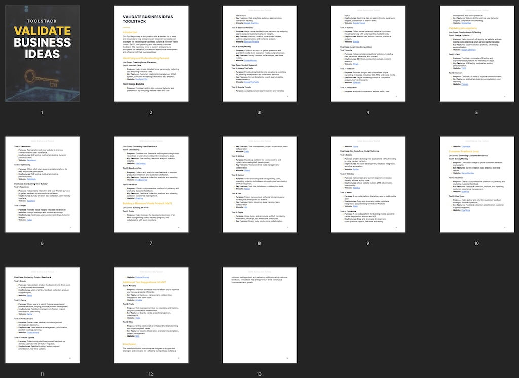 Validate Business Ideas - Toolstack