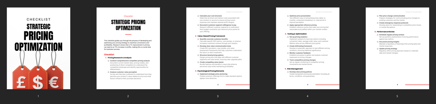 Strategic Pricing Optimization - Checklist