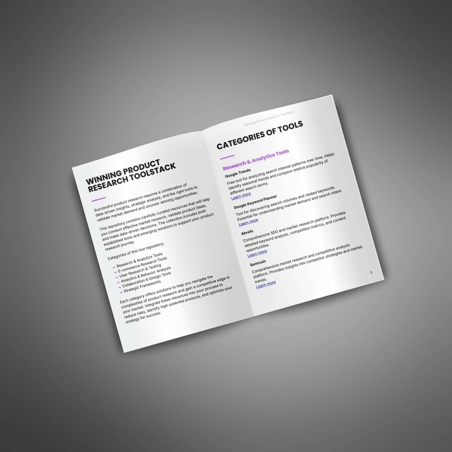 Winning Product Research - Toolstack