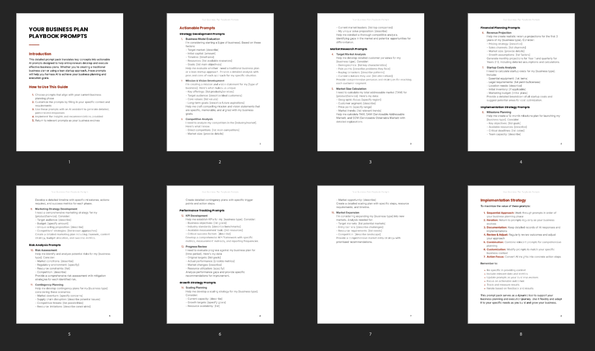 Your Business Plan Playbook - Prompts