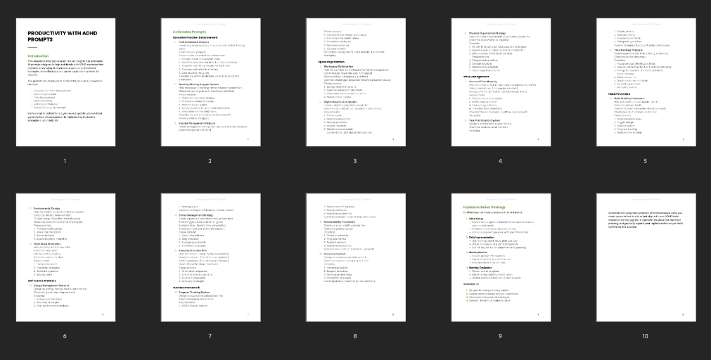 Productivity with ADHD - Prompts