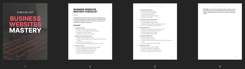 Business Websites Mastery - Checklist