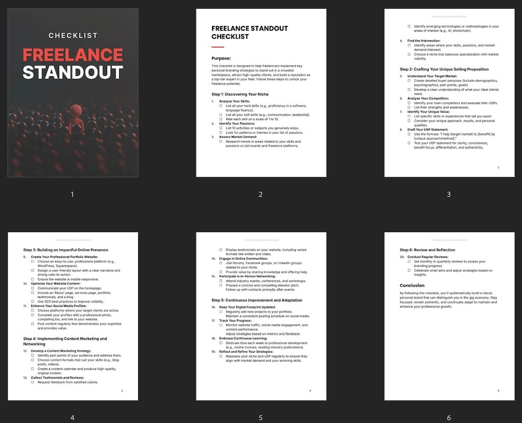 Freelance Standout - Checklist