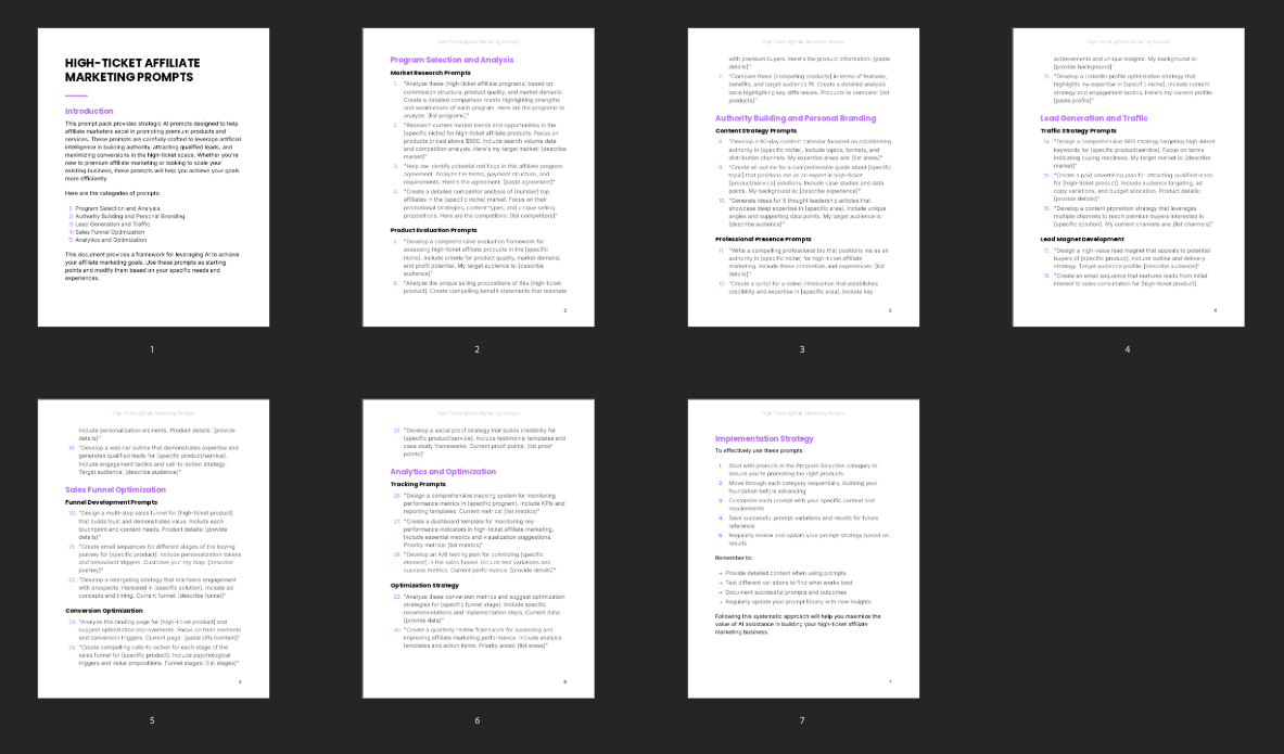 High-Ticket Affiliate Marketing - Prompts