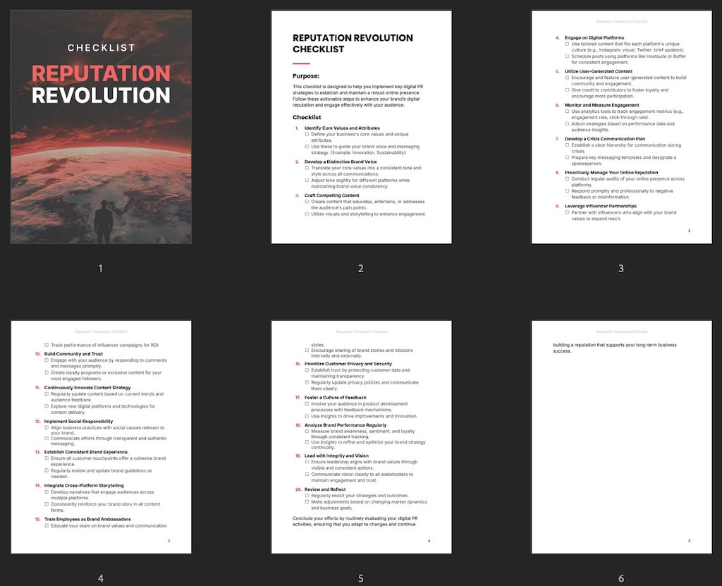 Reputation Revolution - Checklist